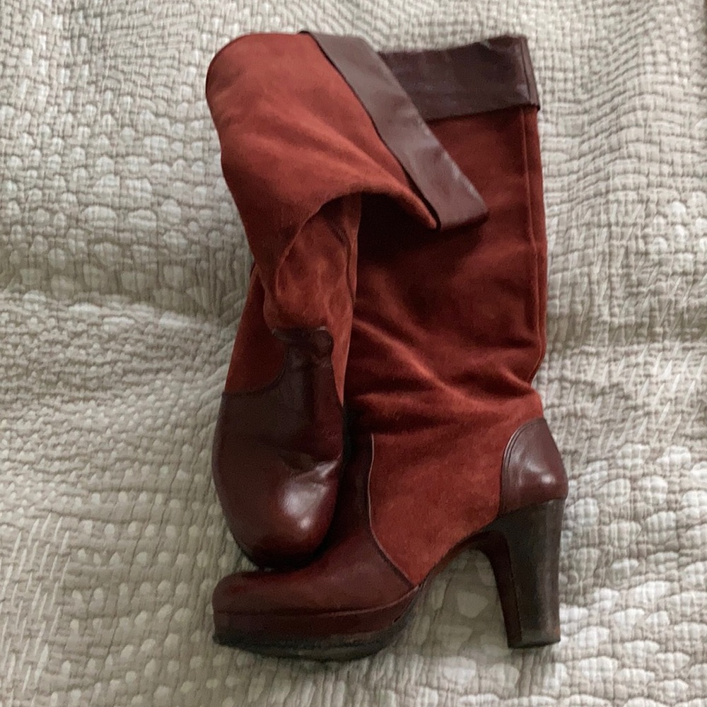 Chie mihara rust knee high platform boots size 39